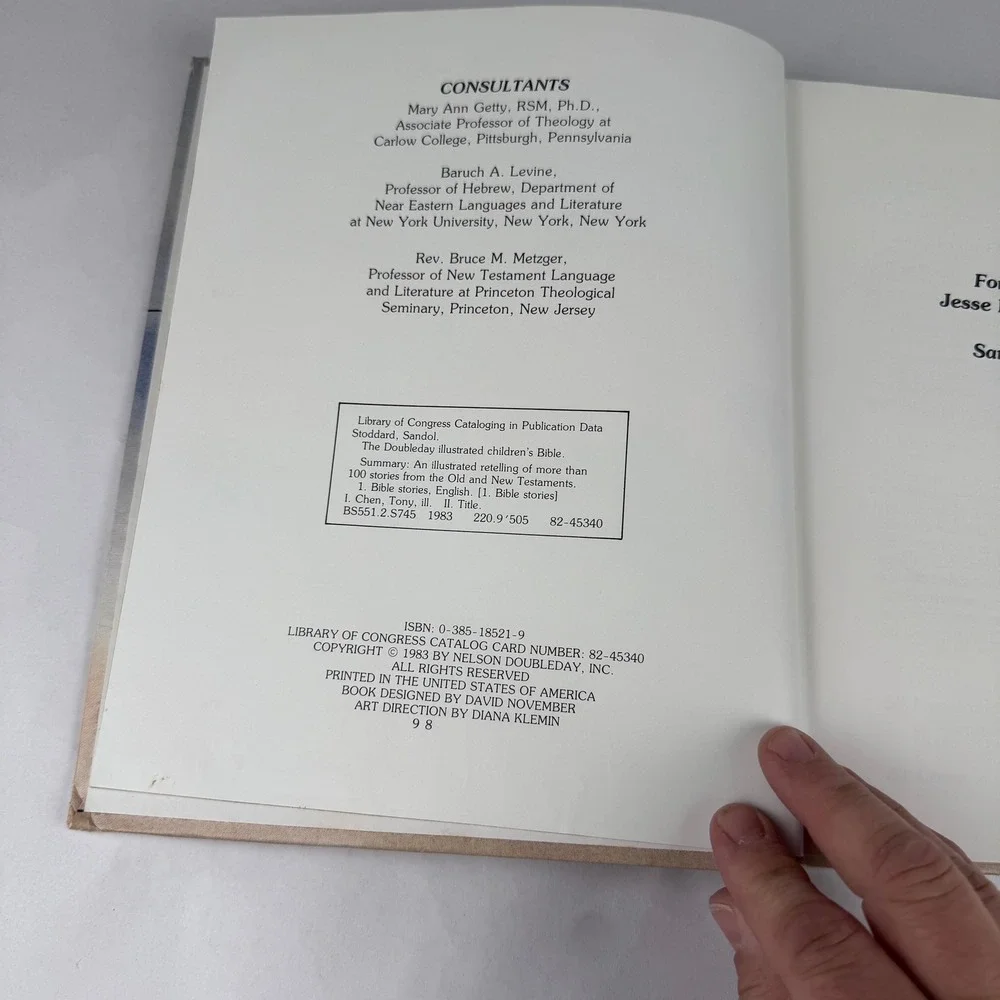 Vintage 1983 Double Illustrated Childrens Bible Hardback Sandol Stoddard